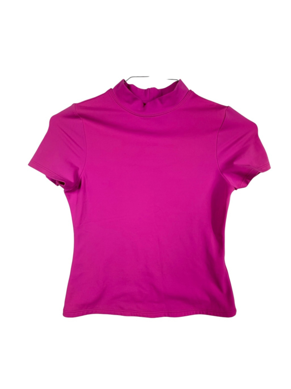Lands' End Rash Guard Swim Shirt Hot Pink Short Sleeve Mock Neck Girls M 10-12